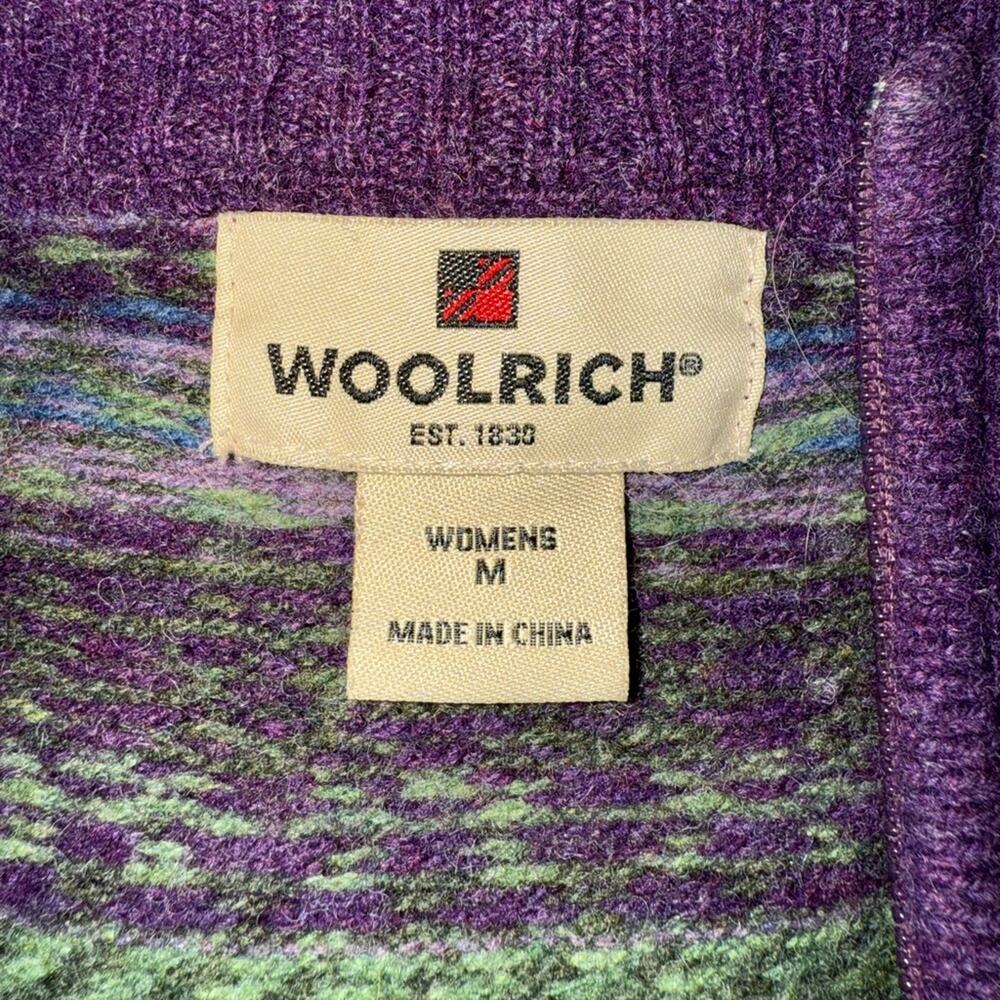 Woolrich Women’s Sz Medium Wool Zip Front Cardigan Sweater Purple Multicolor - Picture 3 of 7